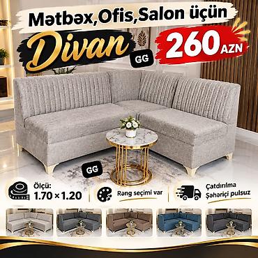 Mətbəx, ofis və salon üçün rahat L‑şəkilli divan. - Ölçü: 1.70 × 1.20