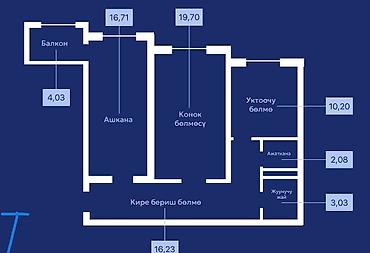 Строится, Элитка, 2 комнаты, 73 м²