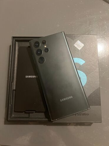 telefon satisi: Samsung Galaxy S22 Ultra, 256 GB, rəng - Yaşıl, Barmaq izi