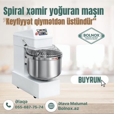 Mikserlər: Spiral xəmir yoğuran maşın, xəmir yoğurma prosesini asanlaşdırır və