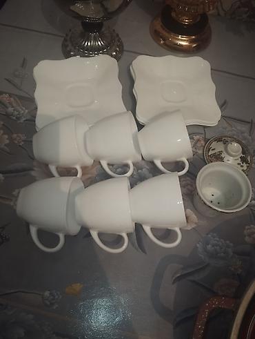 Çay dəsti, rəng - Ağ, Keramika