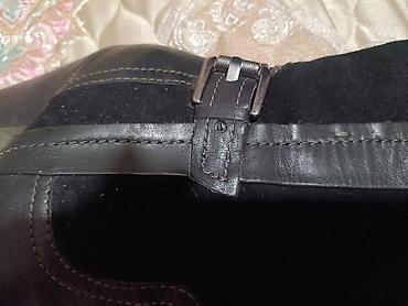 Сапоги: Женские сапоги черного цвета из комбинированных материалов, с подошвой — 8