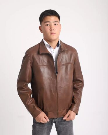 кожаный куртки мужские: Куртка цвет - Коричневый