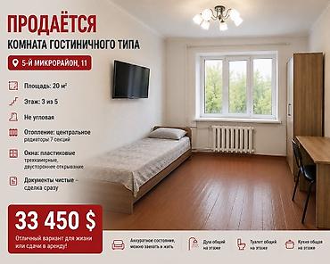 11: 1 комната, 20 м², Гостиничный тип, 3 этаж, Старый ремонт — 1