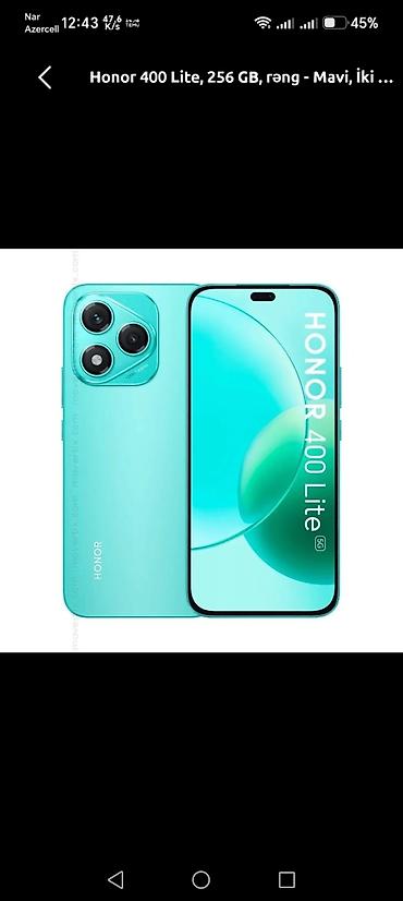 ip 15 pro: Honor 400 Lite, 256 GB, rəng - Mavi, İki sim kartlı — 1