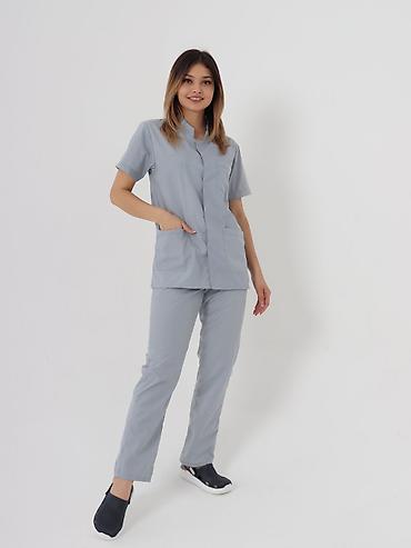 Медицинская одежда: Медицинский костюм "Лондон" -Стойка воротник -На кнопках -Высокое — 5