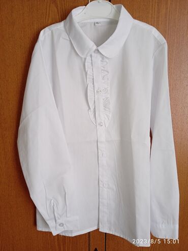рубашка для девочек: Школьная форма, цвет - Белый, Новый
