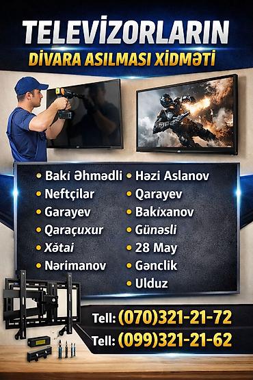 televizor divara nece vurulur: Televizorların divara asılması xidməti - Peşəkar quraşdırma: divar — 1