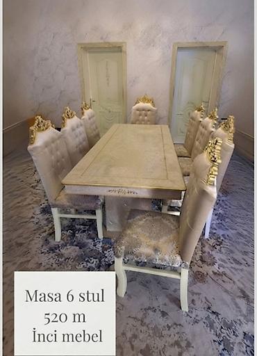 madeyra yataq: Qonaq otağı üçün, Yeni, Açılmayan, Dördbucaq masa, 6 stul — 4
