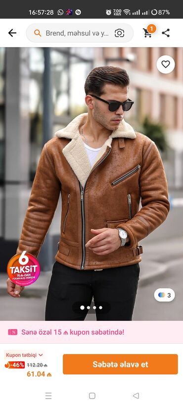 kişi üçün yun şap şaplar: SATILIR Təzə dublenkasəbəb balaca oldu ideal olunacaq razmer boy