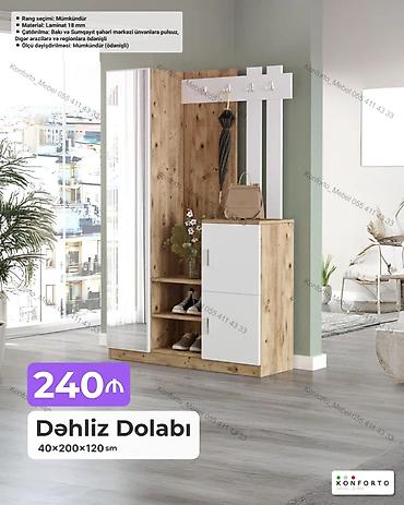 Mebel: Dəhliz Dolabı – 40×200×120 sm - Material: 18 mm laminat - Rəng — 1