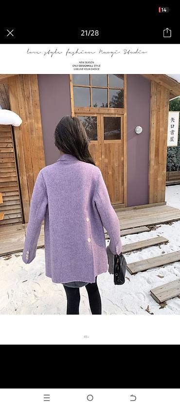 moda larissa palto: Женское пальто-жакет лавандового цвета - Фасон: прямой, слегка — 4
