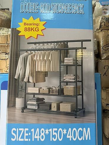 divan pulsuz: İki asqılı geyim və saxlama rəfi (Double-Rod Storage Rack). Ölçüləri — 4