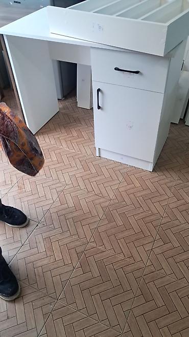 masaüstü ofis seti: Ağ rəngli iş masası/stol üstü modul dəsti - Material: laminat/LDSP ağ — 1