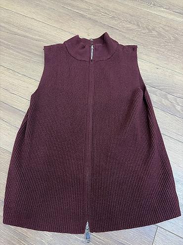 usta geyimi: Bordo rəngli trikotaj jilet - Material: qalın, elastik, ribli — 4