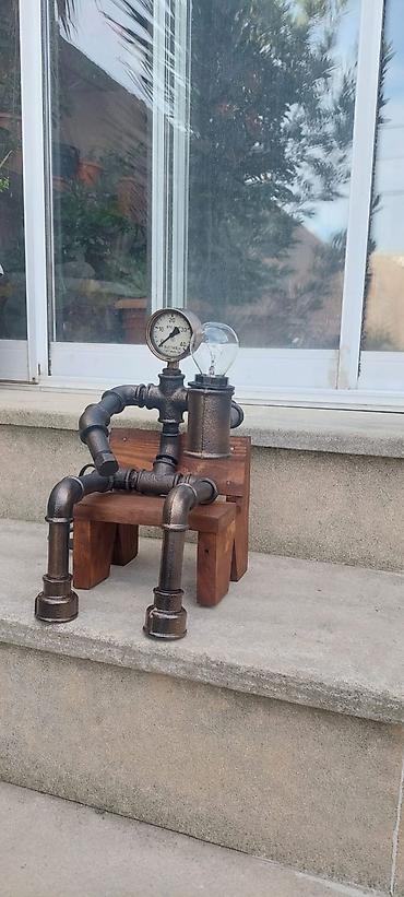 stol üstü: Steampunk üslublu masa lampası. - Dizayn: Sənaye boru fitinqlərindən — 1