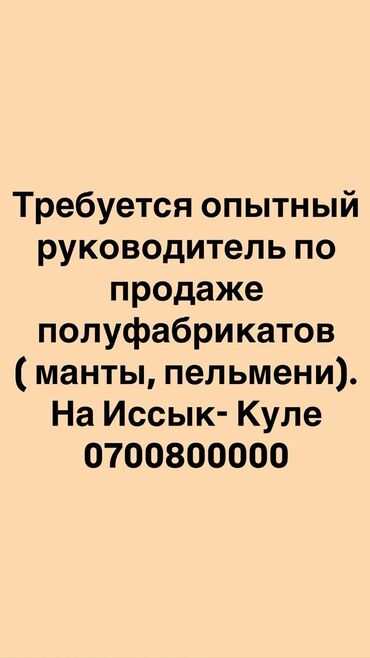 услуги повара на дому в бишкеке: Требуется опытный руководитель по продаже полуфабрикатов ( манты