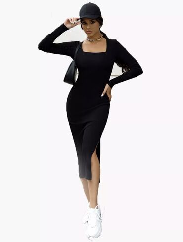черное длинное платье: Платье облегающее, размер 46 подойдут и на 44 как свободный