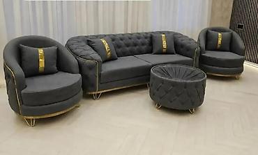 Premium qonaq otağı dəsti – 4 parça - Tərkibi: 1 üçlü divan, 2 ədəd