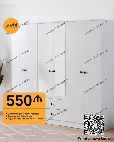 Komodlar: Yeni, Açılan, 6 qapı Düz dolab, Qarderob, paltar dolabı, Azərbaycan
