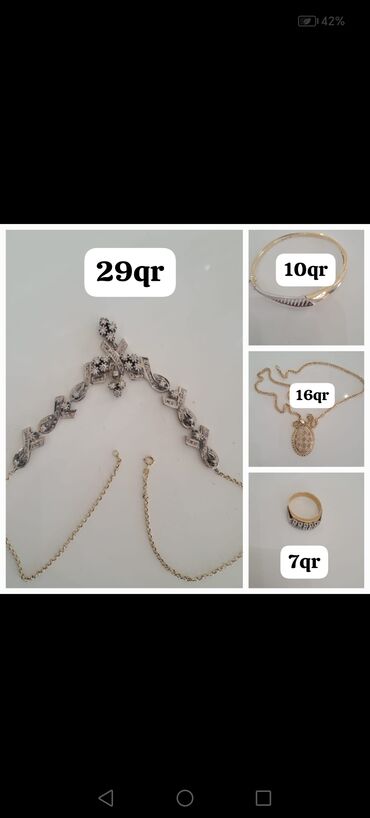 kişi üzükləri qızıl: Dəstə daxildir: Üzük, Bilərzik, Boyunbağı, Ağ qızıl, 585 Əyar, 62 g