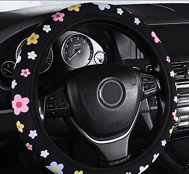 Car Parts: Navlaka za volan – cvetni dezen - Dizajn: crna podloga sa šarenim — 2