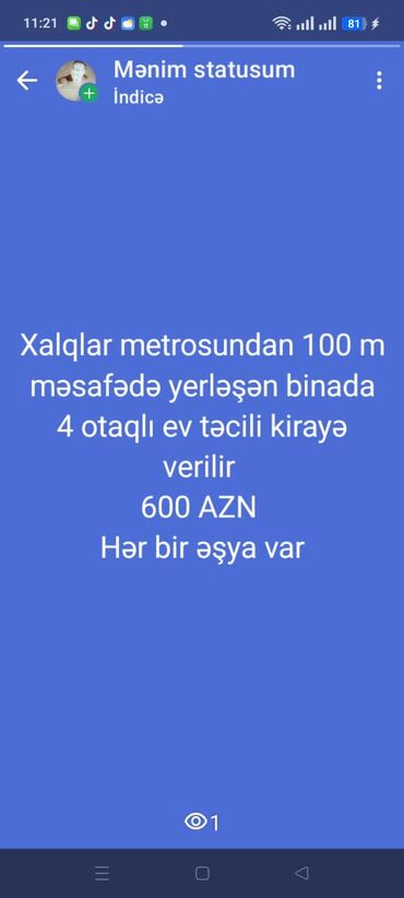 купить квартиру в гяндже: Ailə və ya Tələbə(işləyən) xanımlar üçün