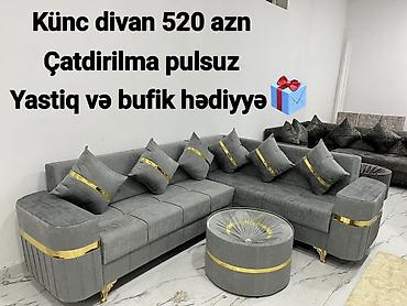 Künc divan dəsti – eleqant boz rəngdə, qızılı dekorativ lent və lalafo.az -da Künc divan dəsti – eleqant boz rəngdə, qızılı dekorativ lent və