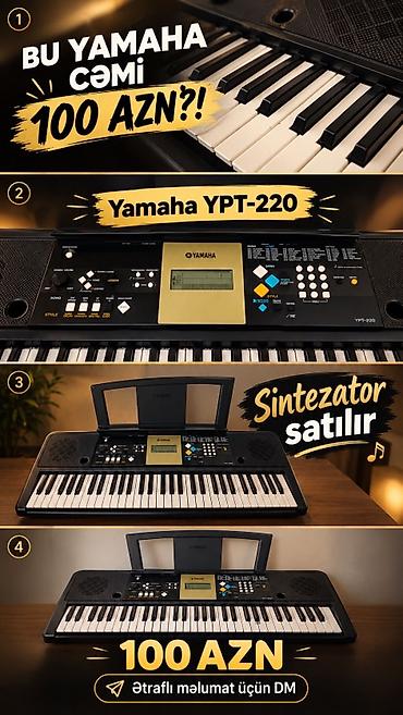 sintezatorlar: Yamaha YPT-220 sintezator - 61 ədəd tam ölçülü klaviş - Daxili iki — 1