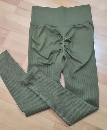 Helanke, biciklistički šortsevi: Ženske sportske helanke – maslinasto zelene - Visok struk sa širokim — 7