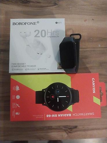 hyundai airpods: Borofone BW71 TWS qulaqlıq + Canyon BADIAN SW-68 ağıllı saat və fitnes — 1