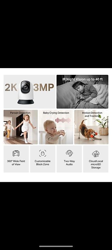 kamera ev ucun: Mercusys MC210 Pan/Tilt Home Security Wi‑Fi Kamera - 2K (QHD) görüntü — 3