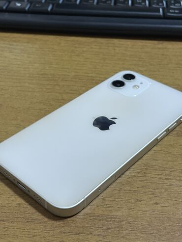 нотбук ош: IPhone 12, Б/у, 64 ГБ, Белый, Зарядное устройство, Защитное стекло, Чехол, 76 %