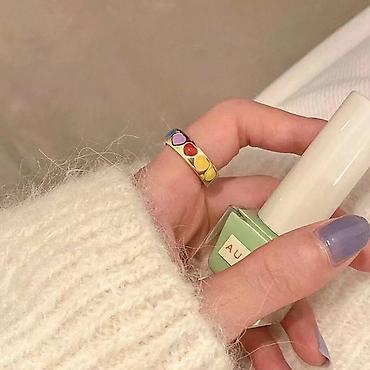 Кольца: Кольцо с регулируемым размером ✨ Стильное кольцо с яркими — 3