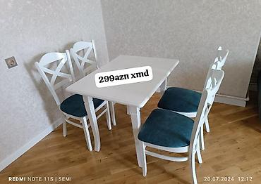 stullarin uzlenmesi: Mətbəx üçün, Yeni, Açılmayan, Kvadrat masa, 4 stul — 1