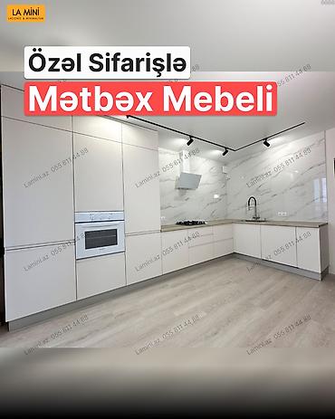 Mebel: Özəl sifarişlə hazırlanan müasir mətbəx mebeli. Dizayn minimalist — 1