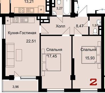 квартира 12 микрайон: 3 комнаты, 74 м², Элитка, 5 этаж, ПСО (под самоотделку)