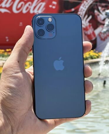 Apple iPhone: IPhone 12 Pro, Б/у, 128 ГБ, Pacific Blue, Защитное стекло, Чехол, 78 %