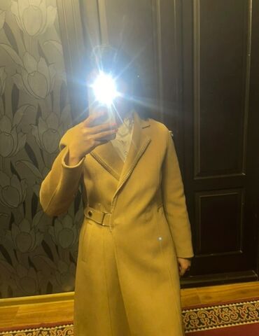 Пальто: Пальто, Классика, Зима, Овечья шерсть, Длинная модель, Приталенная модель, С поясом, Без подкладки, L — 8