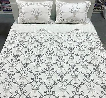 Комплекты постельного белья: Комплект постельного белья с принтом клетку, выполненный в синих и — 14