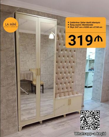 стильная прихожая мебель: Açılan, 2 qapılı Düz dolab, Dəhliz dolabı