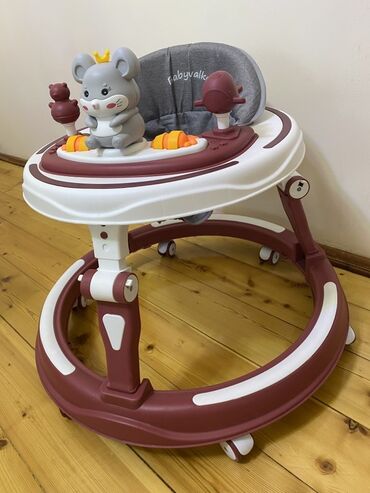 Yerimək üçün arabalar, çəliklər, əsalar, rollatorlar: Uşaq gəzdirəni (baby walker) - Rənglər: tünd qırmızı/şabalıdı və ağ — 6