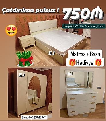 Yataq otağı dəstləri: İkinəfərlik çarpayı, 2 tumba, Termo, Dolab, Yeni — 1