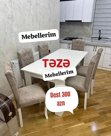 stolustu sufreler: Qonaq otağı üçün, Yeni, Açılmayan, Dördbucaq masa, 6 stul — 5