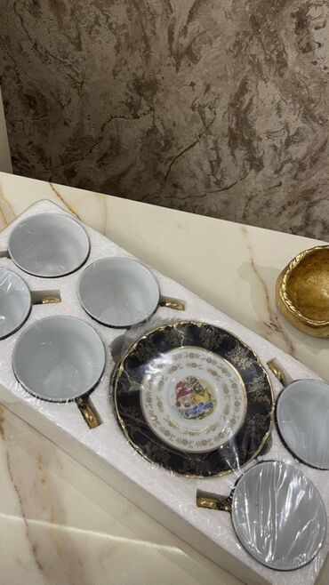 qaşıq dəstləri: Çay dəsti, rəng - Qara, Farfor, 6 nəfərlik
