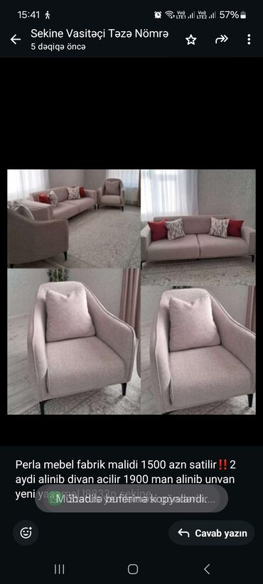 Sifarişlə divanlar: Divan, 2 kreslo