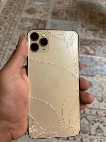 iphone 11 qutusu: IPhone 11 Pro Max, 256 GB, Qızılı, Qırıq, Simsiz şarj, Face ID
