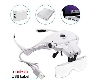 persol eynək: USB ilə doldurulan LED işıqlı başa taxılan böyüdücü eynək — 1