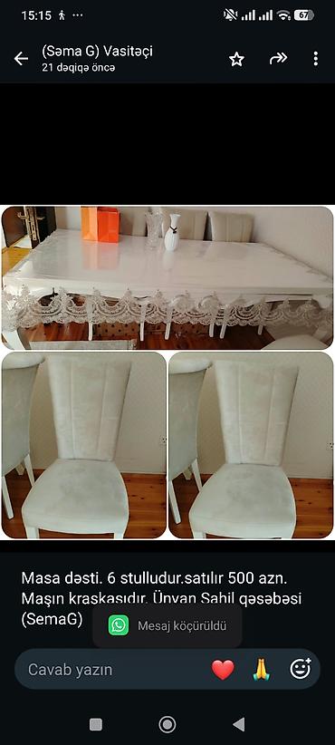 Masa dəsti. 6 stulludur.satılır 500 azn. Maşın kraskasıdır. Ünvan