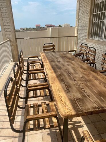 Masa və oturacaq dəstləri: Balkon üçün, Yeni, Açılmayan, Dördbucaq masa, 12 stul